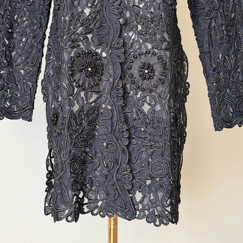 Sassy Thai Black Lace Floral Embroidered Sheer Cardigan Boho Gothic Coquette S/M - Picture 4 of 16